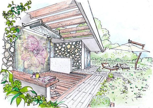 DISEGNO DOCCIA IN GIARDINO